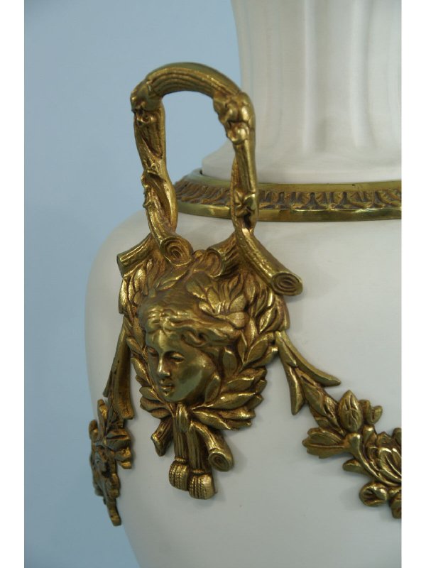 PAIR OF SEVRES PORCELAIN URNS WITH BISQUE FINISH - 3