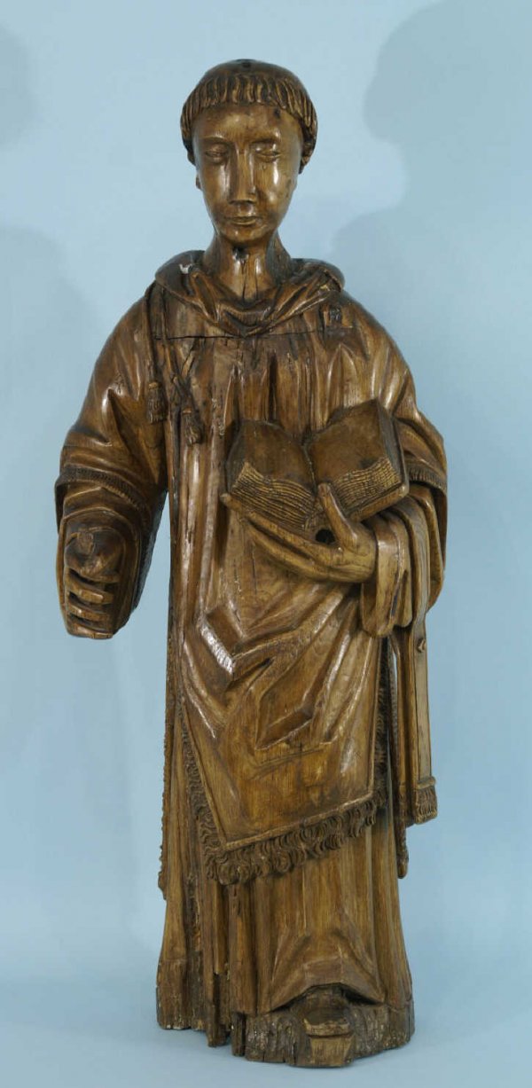 ANTIQUE CARVED WOOD DOMINICAN SAINT