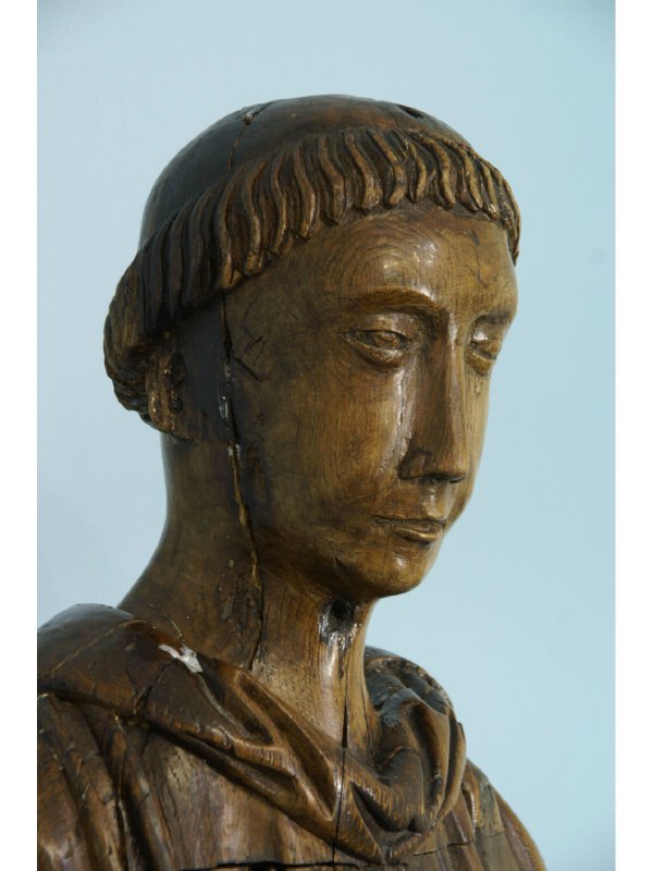 ANTIQUE CARVED WOOD DOMINICAN SAINT - 2