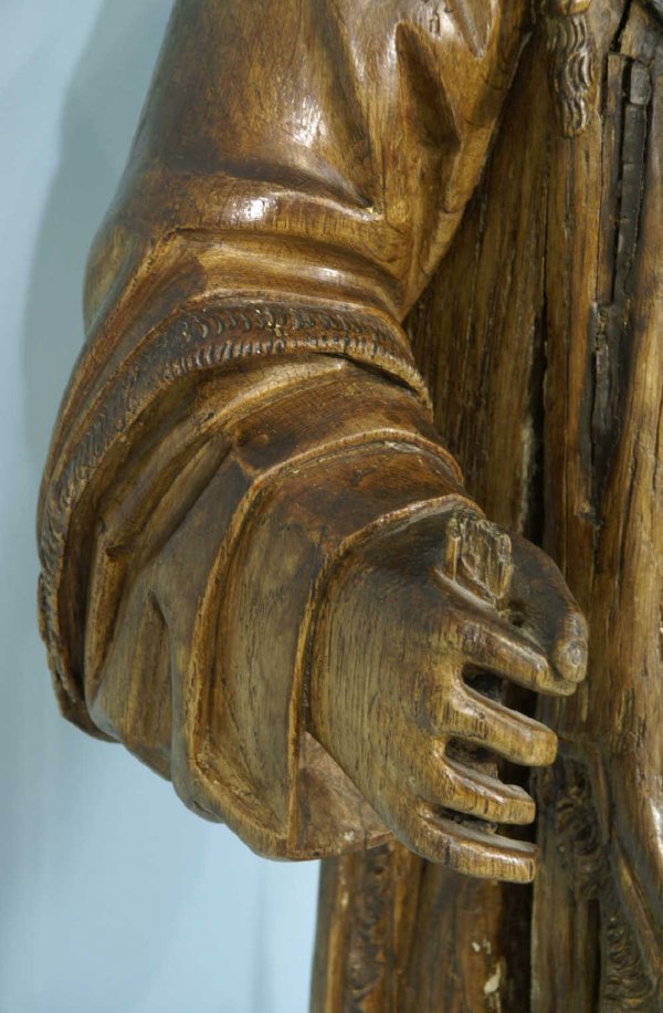 ANTIQUE CARVED WOOD DOMINICAN SAINT - 3