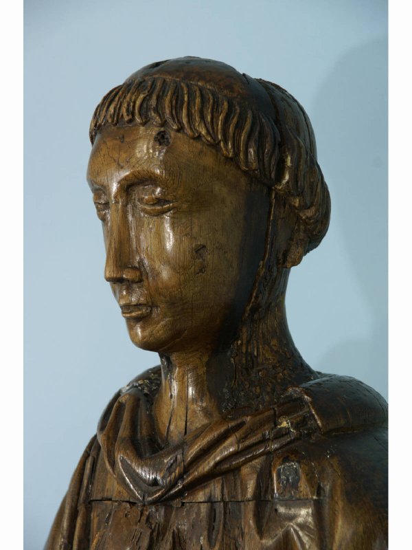 ANTIQUE CARVED WOOD DOMINICAN SAINT - 6