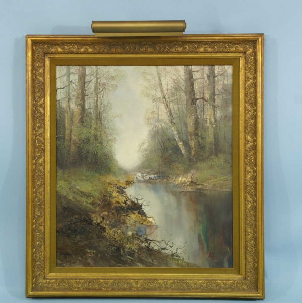 OIL ON CANVAS OF RIVER SCENE SIGNED "ARTIS"