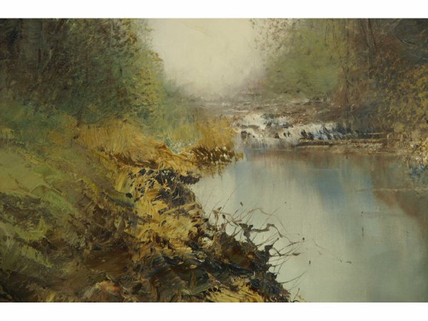 OIL ON CANVAS OF RIVER SCENE SIGNED "ARTIS" - 2