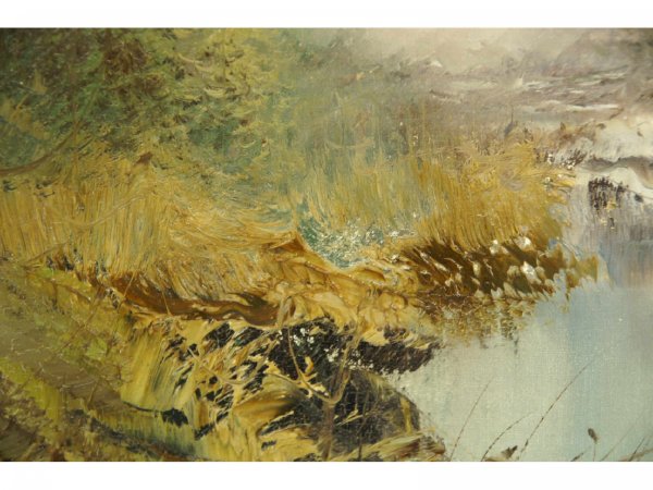 OIL ON CANVAS OF RIVER SCENE SIGNED "ARTIS" - 8