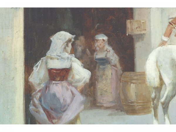 FRAMED OIL ON CANVAS OF SOLDIERS AT GAME - 5