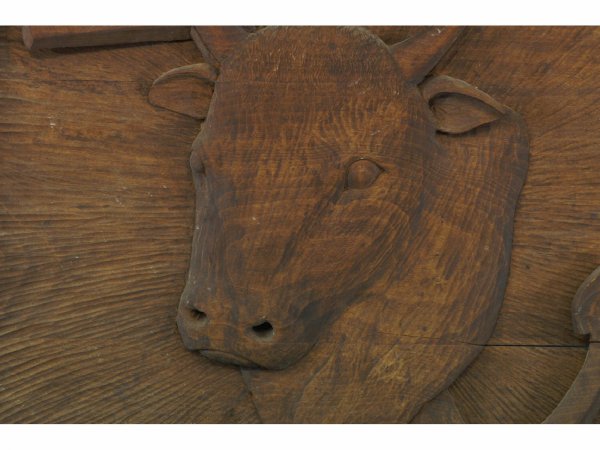 FOLK ART CARVED WOOD ANCHOR WITH STEER PUB SIGN - 3