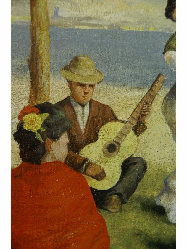FRAMED OIL ON CANVAS OF SEASIDE PARTY SCENE - 5