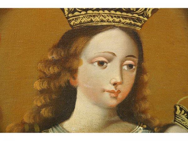FRAMED OIL ON CANVAS OF MADONNA AND CHILD - 3