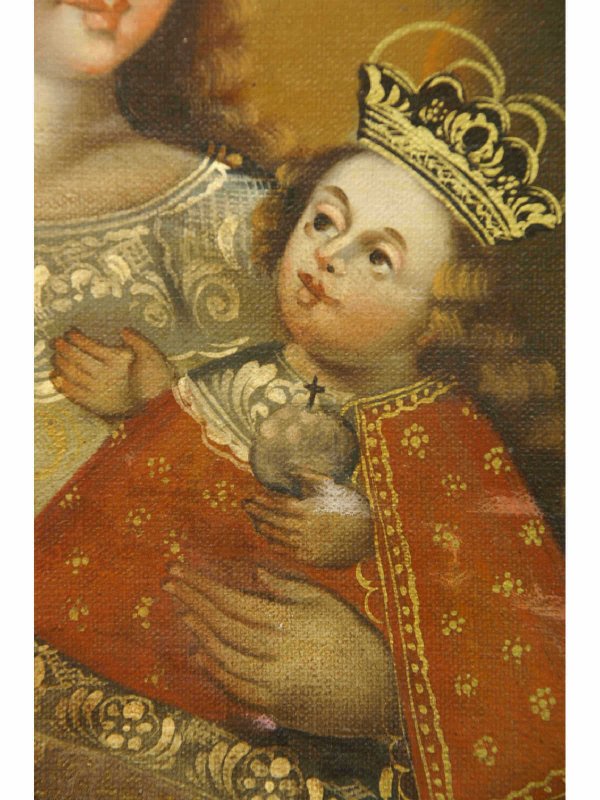 FRAMED OIL ON CANVAS OF MADONNA AND CHILD - 4