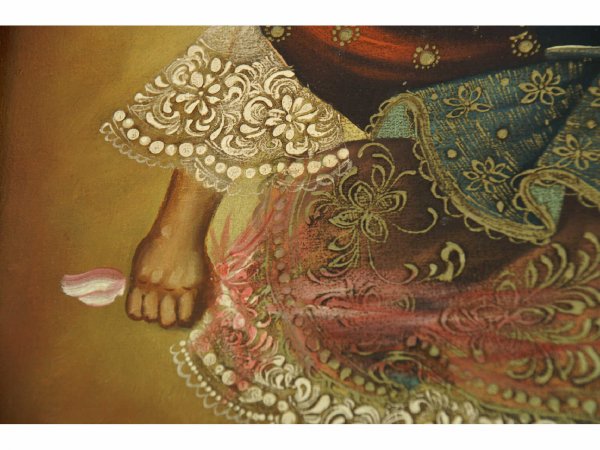 FRAMED OIL ON CANVAS CUZCO SCHOOL. ANGEL - 5