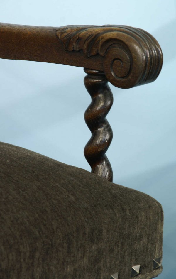 PAIR OF ANTIQUE BARLEY TWIST AND MOHAIR ARMCHAIRS - 2