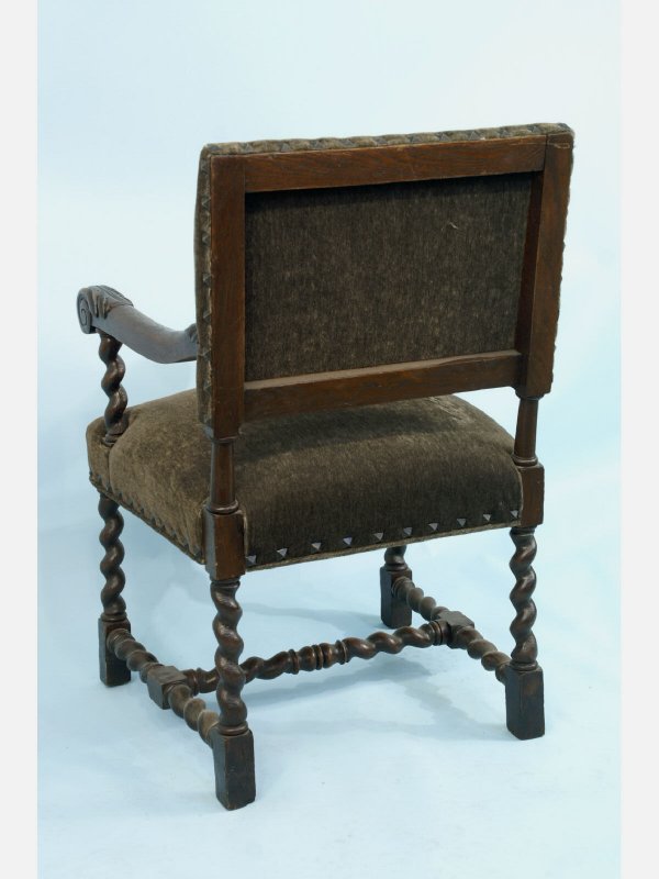 PAIR OF ANTIQUE BARLEY TWIST AND MOHAIR ARMCHAIRS - 5