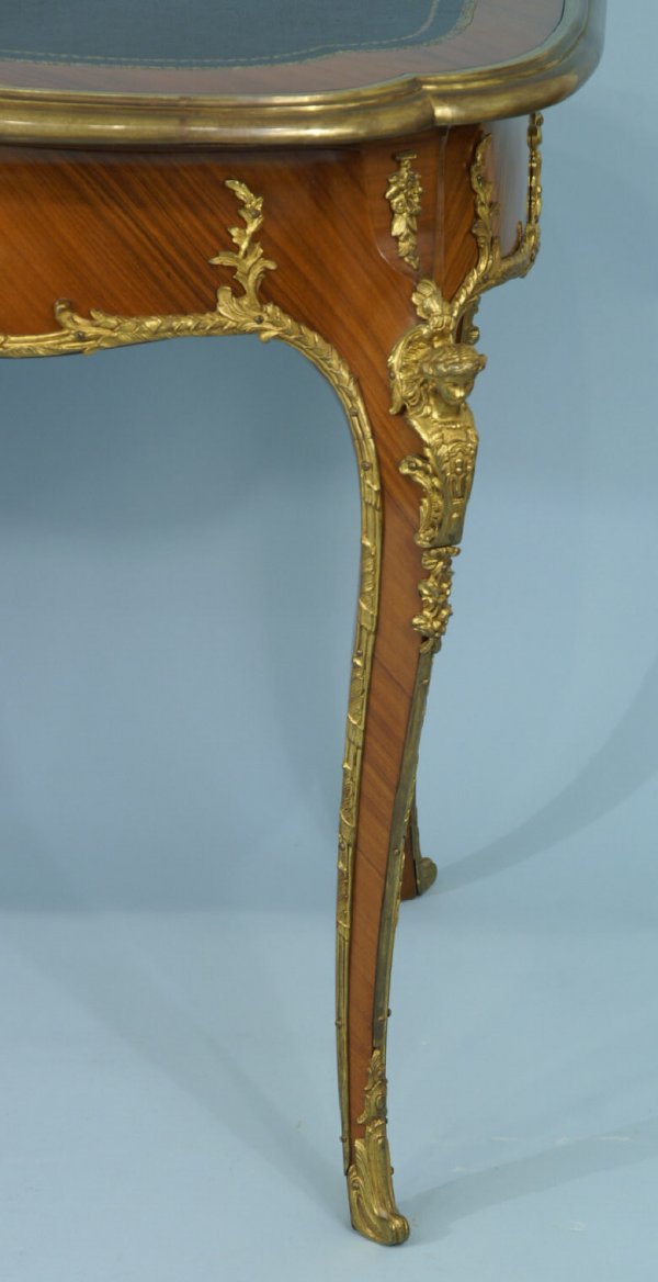 BURLED WOOD AND GILT ACCENT FRENCH WRITING TABLE - 2