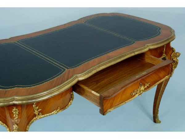 BURLED WOOD AND GILT ACCENT FRENCH WRITING TABLE - 9