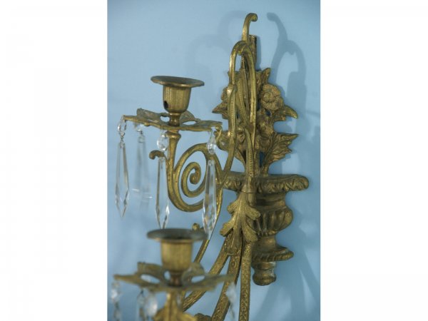 PAIR OF BRASS WALL SCONCES - 2