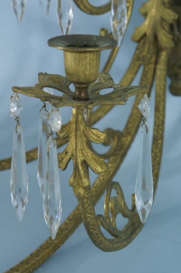 PAIR OF BRASS WALL SCONCES - 3