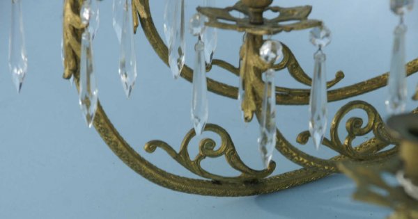 PAIR OF BRASS WALL SCONCES - 4