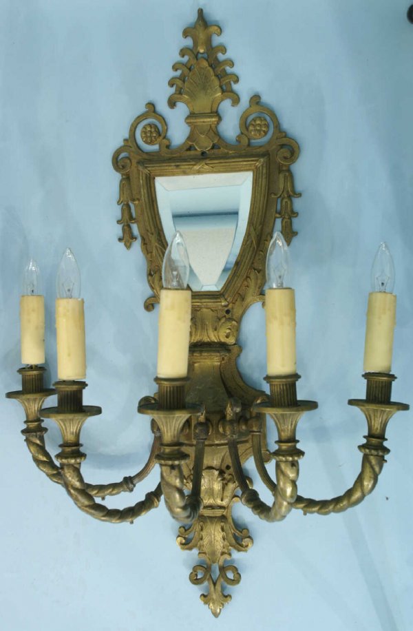 PAIR OF BRASS WALL SCONCES - 2