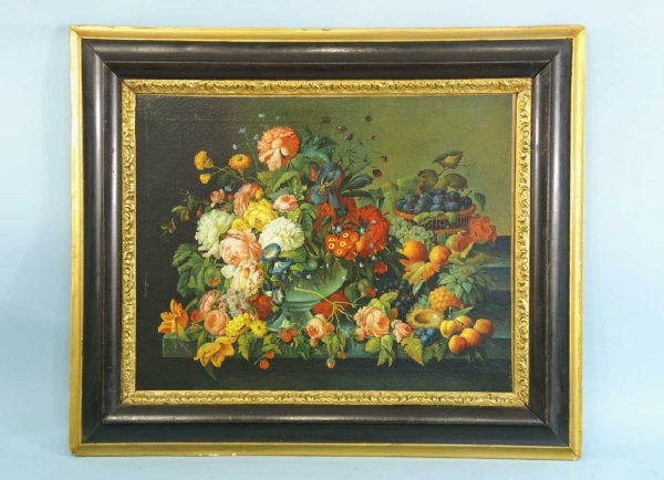 FRAMED OIL ON CANVAS STILL LIFE FLORAL BOUQUET
