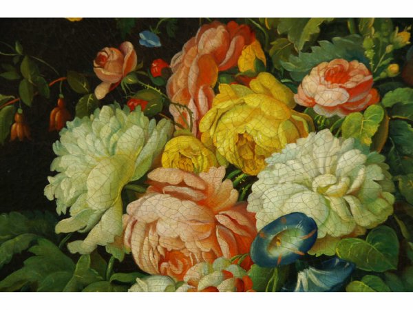 FRAMED OIL ON CANVAS STILL LIFE FLORAL BOUQUET - 2