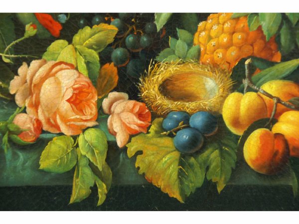 FRAMED OIL ON CANVAS STILL LIFE FLORAL BOUQUET - 4