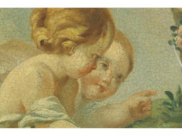 FRAMED OIL ON CANVAS OF PUTTIES IN A CIRCLE - 7