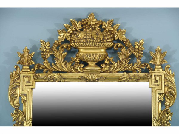 ORNATELY CARVED AND GILTWOOD BEVELED MIRROR - 2