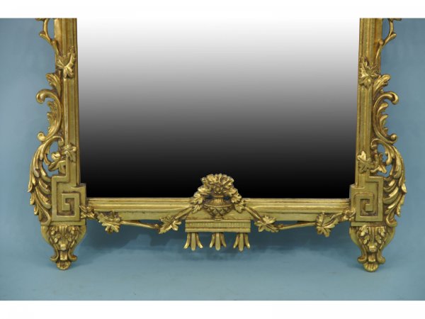 ORNATELY CARVED AND GILTWOOD BEVELED MIRROR - 3