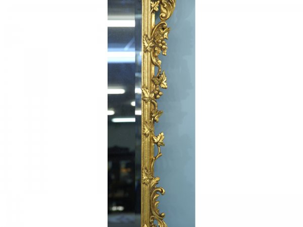 ORNATELY CARVED AND GILTWOOD BEVELED MIRROR - 4