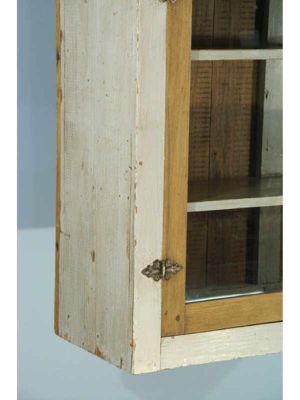 TWO-PIECE ANTIQUE PAINTED HUTCH WITH GLASS DOORS - 4