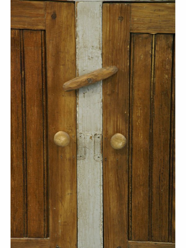 TWO-PIECE ANTIQUE PAINTED HUTCH WITH GLASS DOORS - 5