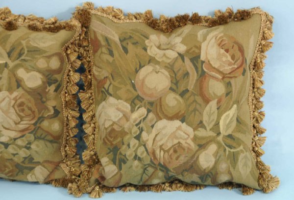 THREE TAPESTRY PILLOWS WITH TASSLE FRINGE - 3