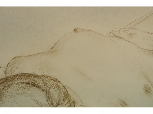FRAMED AND MATTED DRAWING OF NUDE WOMAN - 5