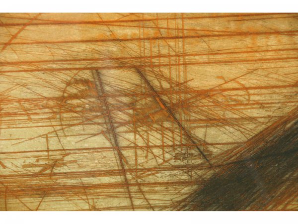 FRAMED AND MATTED ABSTRACT IN ORANGE COLORS - 5