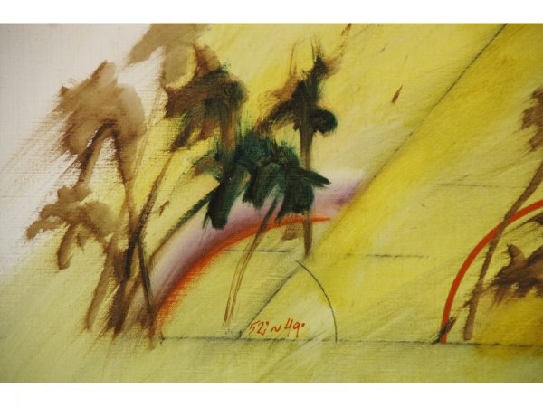 ABSTRACT OIL ON CANVAS DEPICTING THE PYRAMIDS - 4