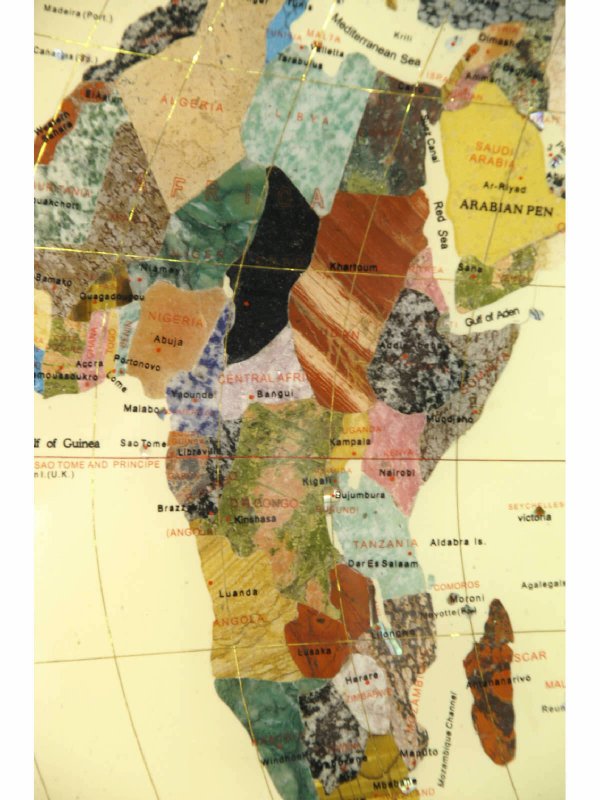 FRAMED INLAID STONE MAP OF THE WORLD - 3