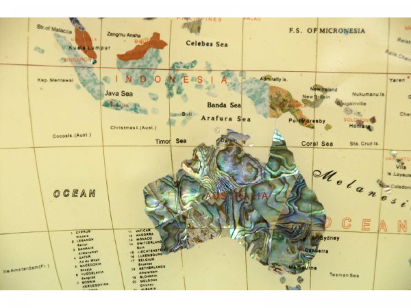 FRAMED INLAID STONE MAP OF THE WORLD - 5