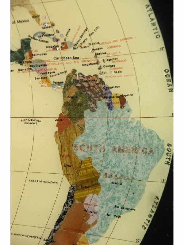 FRAMED INLAID STONE MAP OF THE WORLD - 8