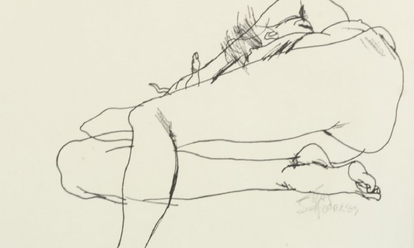 PAIR OF FRAMED AND MATTED DRAWINGS OF NUDES - 10