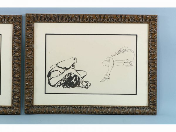 PAIR OF FRAMED AND MATTED DRAWINGS OF NUDES - 2