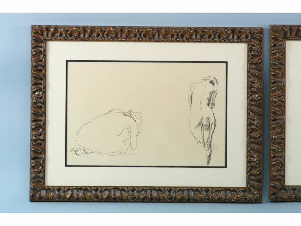 PAIR OF FRAMED AND MATTED DRAWINGS OF NUDES - 3