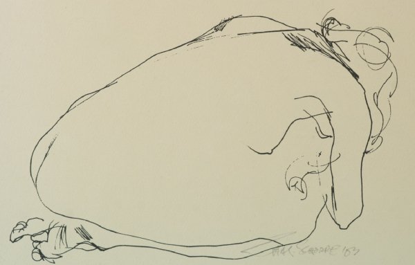 PAIR OF FRAMED AND MATTED DRAWINGS OF NUDES - 5