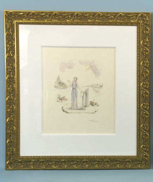 FRAMED AND MATTED ETCHING