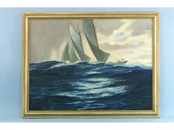 FRAMED OIL ON CANVAS OF STILL LIFE SAILING SHIP