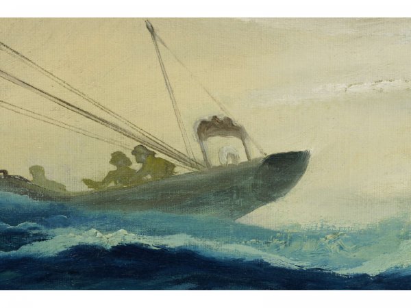 FRAMED OIL ON CANVAS OF STILL LIFE SAILING SHIP - 4