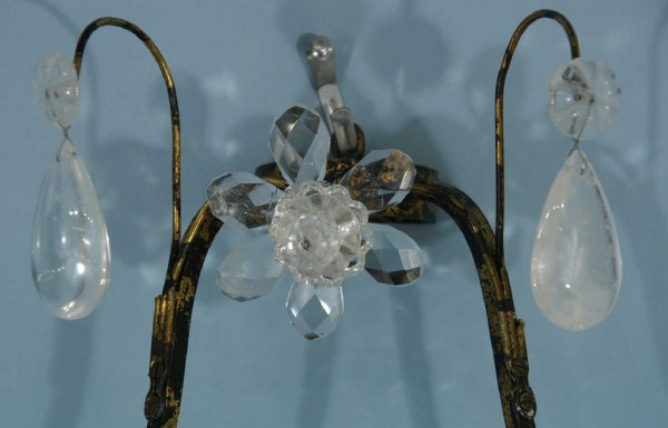 SET OF 4 BRONZE ROCK CRYSTAL WALL SCONCES - 2