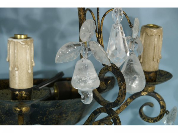 SET OF 4 BRONZE ROCK CRYSTAL WALL SCONCES - 4