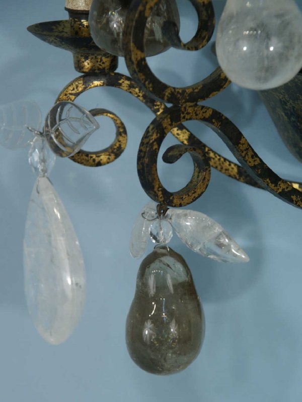 SET OF 4 BRONZE ROCK CRYSTAL WALL SCONCES - 6