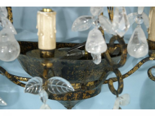 SET OF 4 BRONZE ROCK CRYSTAL WALL SCONCES - 7