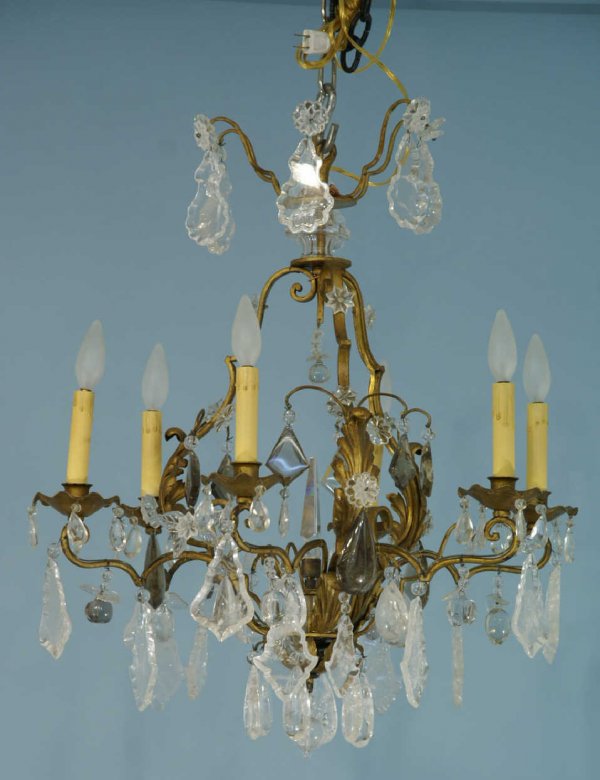 6 LIGHT ROCK CRYSTAL CHANDELIER